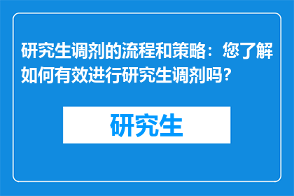 研究生调剂的流程和策略：您了解如何有效进行研究生调剂吗？