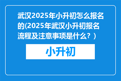 武汉2025年小升初怎么报名的(2025年武汉小升初报名流程及注意事项是什么？)