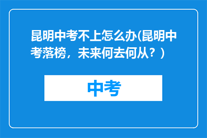 昆明中考不上怎么办(昆明中考落榜，未来何去何从？)