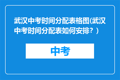 武汉中考时间分配表格图(武汉中考时间分配表如何安排？)