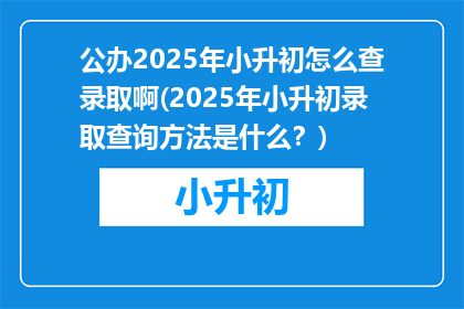 公办2025年小升初怎么查录取啊(2025年小升初录取查询方法是什么？)