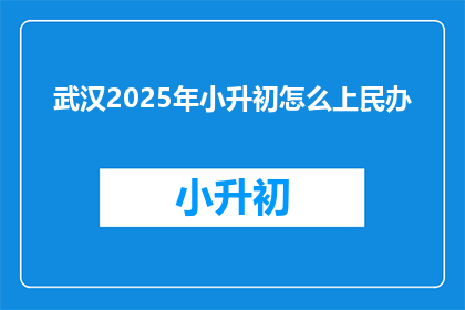武汉2025年小升初怎么上民办(武汉2025年小升初如何进入民办学校？)