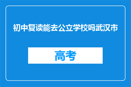 初中复读能去公立学校吗武汉市(武汉市初中复读生能否进入公立学校？)
