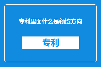 专利里面什么是领域方向(专利领域中的领域方向具体指什么？)