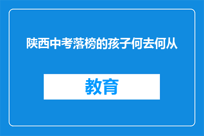 陕西中考落榜的孩子何去何从