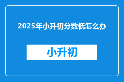 2025年小升初分数低怎么办