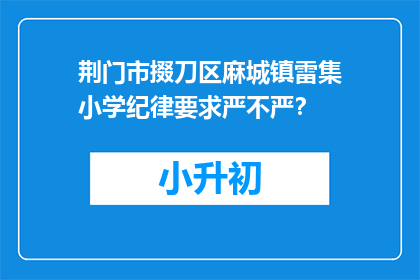 荆门市掇刀区麻城镇雷集小学纪律要求严不严？(荆门市掇刀区麻城镇雷集小学的纪律要求严吗？)