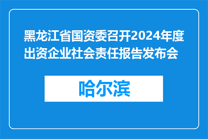 黑龙江省国资委召开2024年度出资企业社会责任报告发布会