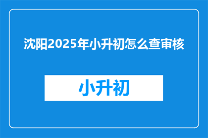 沈阳2025年小升初怎么查审核