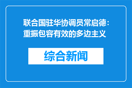 联合国驻华协调员常启德：重振包容有效的多边主义
