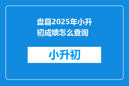 盘县2025年小升初成绩怎么查询