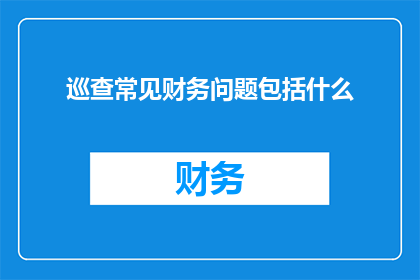 巡查常见财务问题包括什么(巡查常见财务问题包括哪些？)
