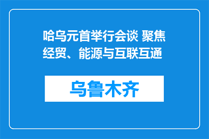 哈乌元首举行会谈 聚焦经贸、能源与互联互通