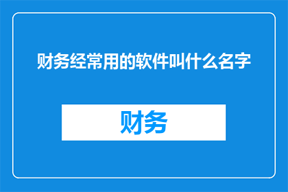 财务经常用的软件叫什么名字(财务专业人士通常使用哪些软件来处理日常账务和财务分析？)