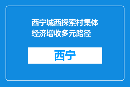 西宁城西探索村集体经济增收多元路径
