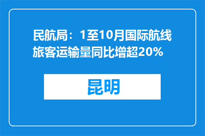 民航局：1至10月国际航线旅客运输量同比增超20%