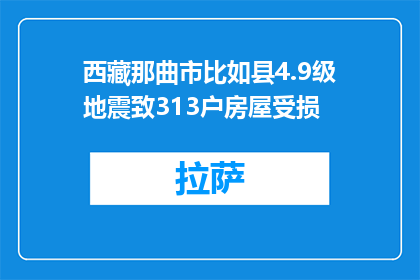 西藏那曲市比如县4.9级地震致313户房屋受损