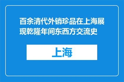 百余清代外销珍品在上海展现乾隆年间东西方交流史