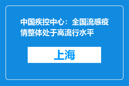 中国疾控中心：全国流感疫情整体处于高流行水平