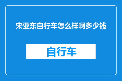 宋亚东自行车怎么样啊多少钱(宋亚东的自行车性能如何？价格范围是多少？)