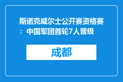 斯诺克威尔士公开赛资格赛：中国军团首轮7人晋级