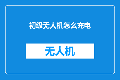 初级无人机怎么充电(初级无人机充电指南：如何正确为你的无人机进行充电？)