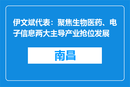 伊文斌代表：聚焦生物医药、电子信息两大主导产业抢位发展
