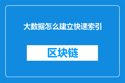 大数据怎么建立快速索引(如何高效构建大数据的快速索引系统？)