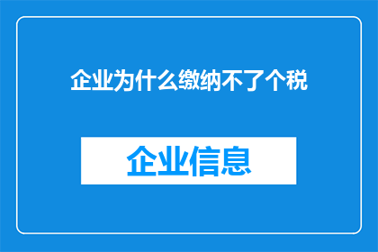 企业为什么缴纳不了个税(企业为何难以缴纳个人所得税？)