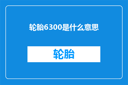 轮胎6300是什么意思(轮胎6300是什么意思？)
