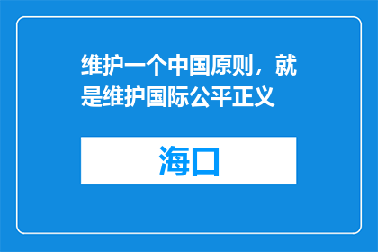 维护一个中国原则，就是维护国际公平正义(国际论坛)
