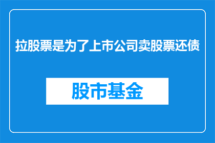 拉股票是为了上市公司卖股票还债(投资者为何热衷于拉高股票价格以实现上市公司的债务偿还？)
