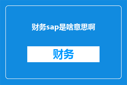 财务sap是啥意思啊(财务SAP是什么？)