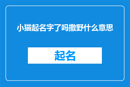 小猫起名字了吗撒野什么意思(小猫是否已经起名？撒野一词有何深意？)