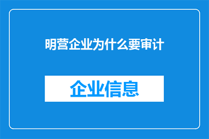 明营企业为什么要审计(明营企业为何必须进行审计？)