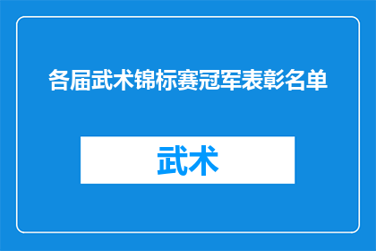 各届武术锦标赛冠军表彰名单(谁是各届武术锦标赛冠军的荣耀象征？)
