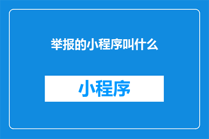 举报的小程序叫什么(举报功能在小程序中的名称是什么？)
