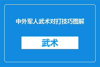 中外军人武术对打技巧图解(中外武术高手的较量：揭秘他们精湛的对打技巧)