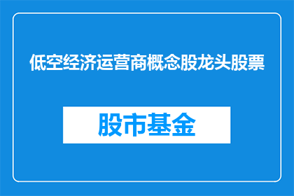 低空经济运营商概念股龙头股票(谁是低空经济领域的领军企业？)