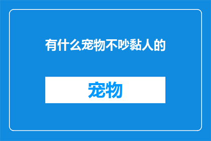 有什么宠物不吵黏人的(您是否在寻找一种宠物，既不会打扰到您的宁静生活，又不需要过多的陪伴和黏腻？)