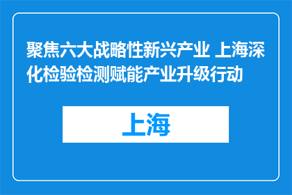 聚焦六大战略性新兴产业 上海深化检验检测赋能产业升级行动