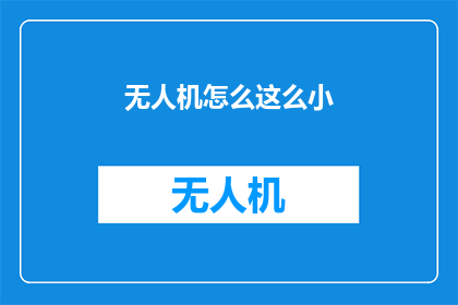 无人机怎么这么小(无人机为何如此精巧？)