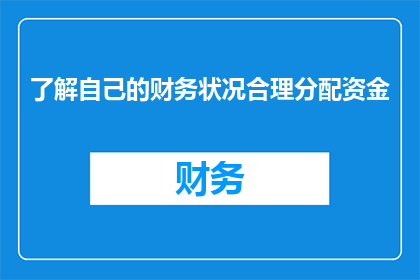了解自己的财务状况合理分配资金(如何明智地审视自己的经济状况，并合理分配资金以实现财务目标？)