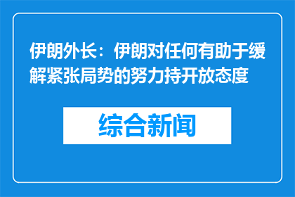伊朗外长：伊朗对任何有助于缓解紧张局势的努力持开放态度