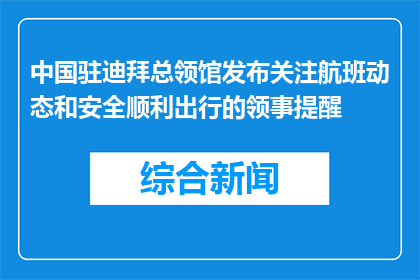 中国驻迪拜总领馆发布关注航班动态和安全顺利出行的领事提醒