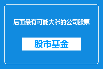 后面最有可能大涨的公司股票(哪些公司的股票最有可能在未来实现显著的价格上涨？)