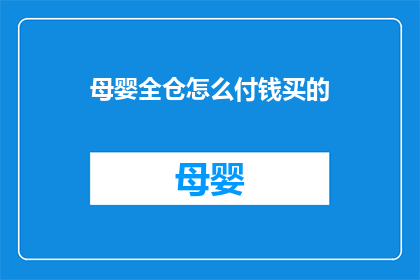 母婴全仓怎么付钱买的(如何通过母婴全仓服务进行支付？)