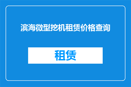 滨海微型挖机租赁价格查询(您是否在寻找滨海地区微型挖掘机的租赁价格信息？)